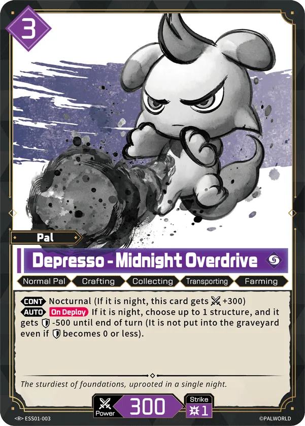 Depresso – Midnight Overdrive — Sleeve & Card Set Vol.1 — Palworld TCG