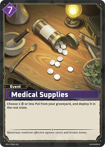 Medical Supplies from Trial Deck: Dawn of Palpagos Green・Purple - Palworld TCG