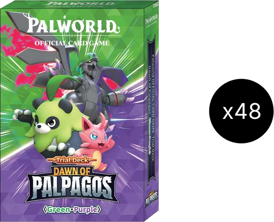 Case de displays de Trial Decks Dawn of Palpagos Green・Purple — Trial Deck: Dawn of Palpagos Green・Purple — Palworld TCG