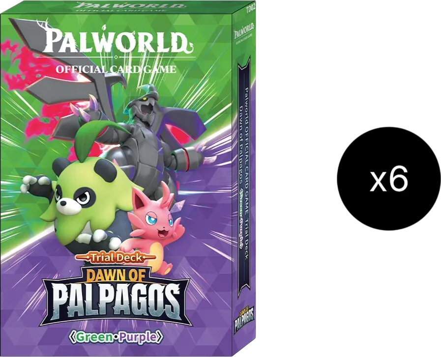 Display de Trial Decks : Dawn of Palpagos Green・Purple — Trial Deck: Dawn of Palpagos Green・Purple — Palworld TCG