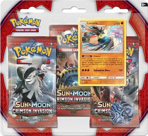 Crimson Invasion 3 Pack Blister [Lucario] — SM - Crimson Invasion — Pokemon
