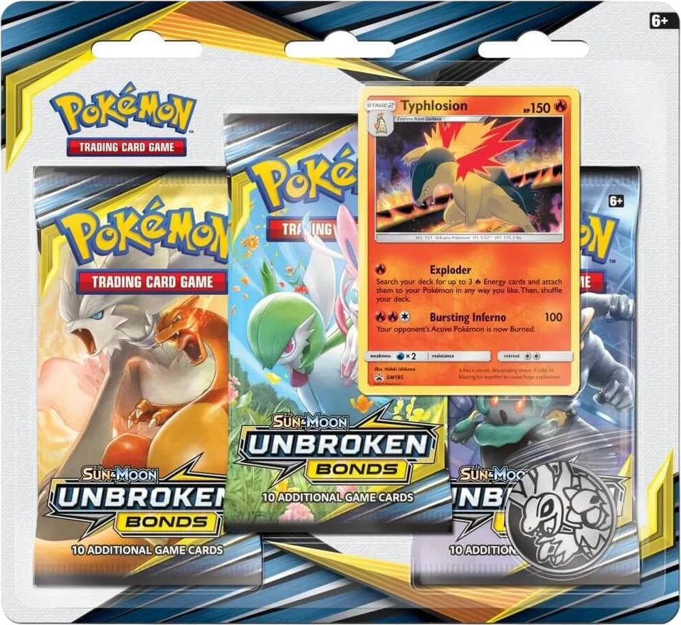 Unbroken Bonds 3 Pack Blister [Typhlosion] — SM - Unbroken Bonds — Pokemon