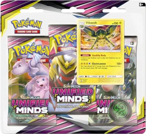 Unified Minds 3 Pack Blister [Vikavolt] — SM - Unified Minds — Pokemon