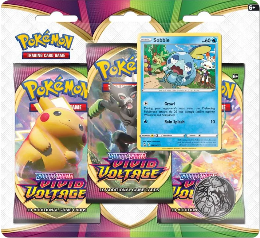 Vivid Voltage 3 Pack Blister [Sobble] — SWSH04: Vivid Voltage — Pokemon