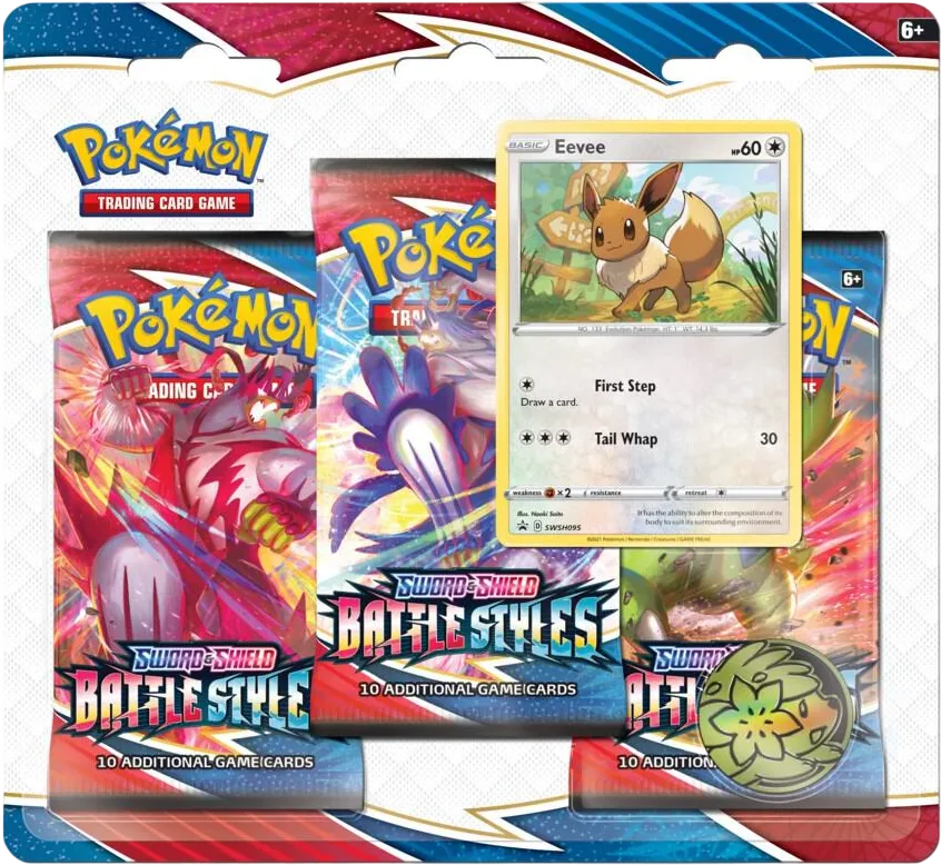 Battle Styles 3 Pack Blister [Eevee] — SWSH05: Battle Styles — Pokemon