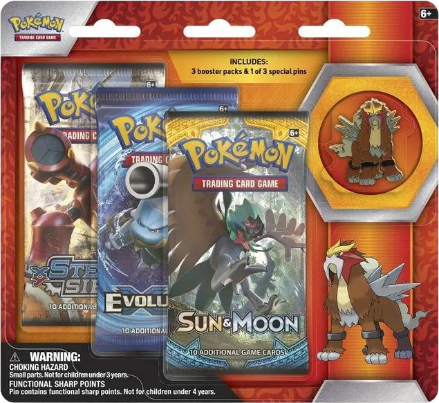 Tripack Pin Legendary Beasts : Entei — Miscellaneous Cards & Products — Pokemon