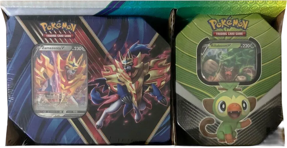 Legends of Galar Tin + Galar Partners Tin 2-pack [Zamazenta V/Rillaboom V] (Retail Exclusive) — SWSH01: Sword & Shield Base Set — Pokemon