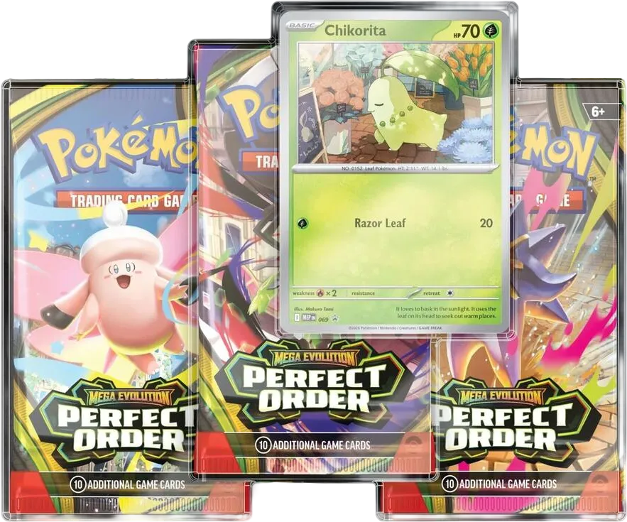 Perfect Order 3 Pack Blister [Chikorita] — ME03: Perfect Order — Pokemon