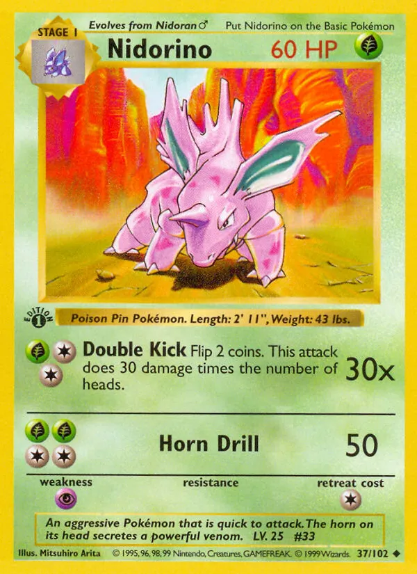 Nidorino — Base Set — Pokémon