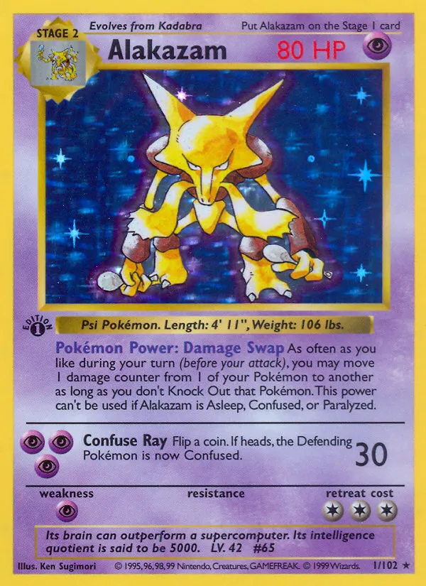 Alakazam — Base Set (Shadowless) — Pokemon