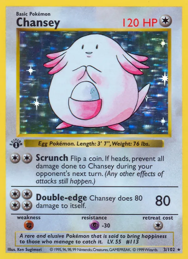 Chansey — Base Set (Shadowless) — Pokemon