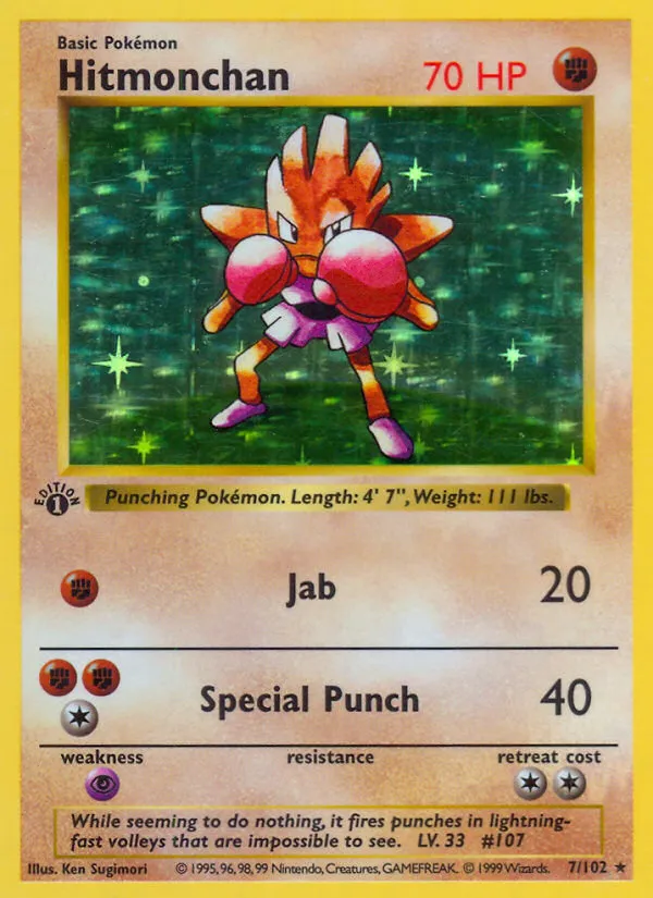 Hitmonchan — Base Set (Shadowless) — Pokemon