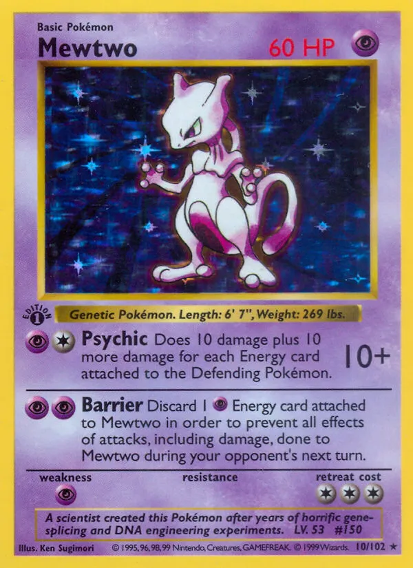 Mewtwo — Base Set (Shadowless) — Pokémon