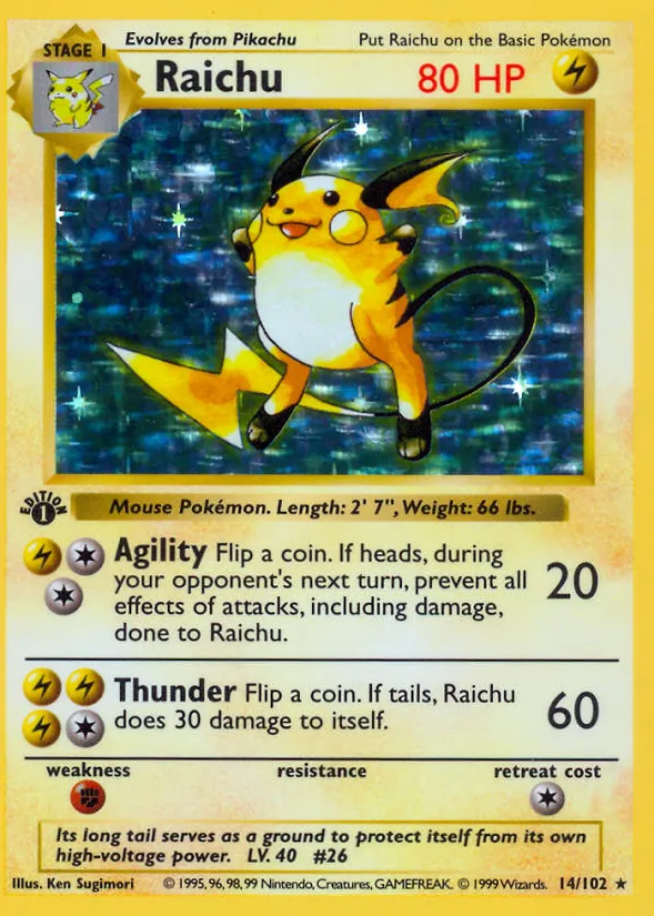 Raichu — Base Set (Shadowless) — Pokemon