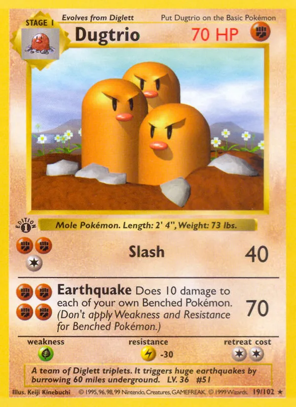 Dugtrio — Base Set (Shadowless) — Pokemon