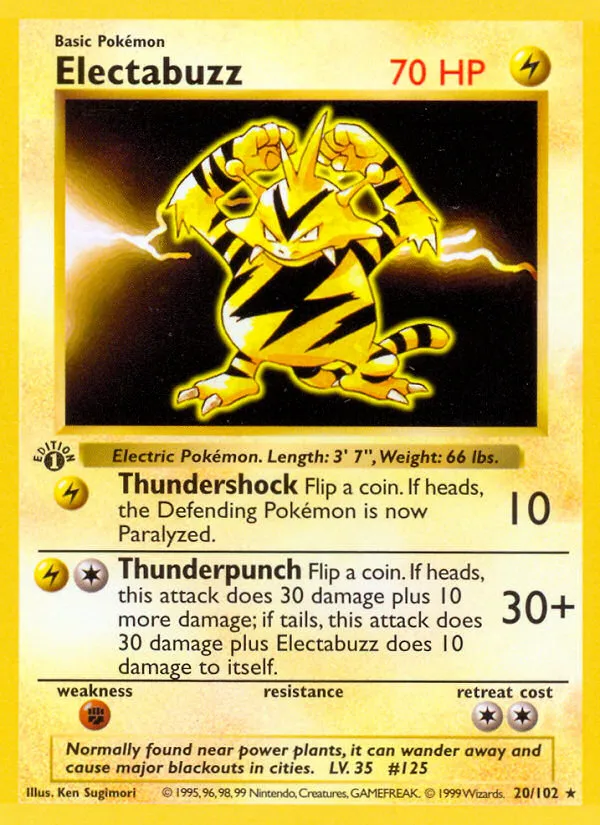 Electabuzz — Base Set (Shadowless) — Pokemon