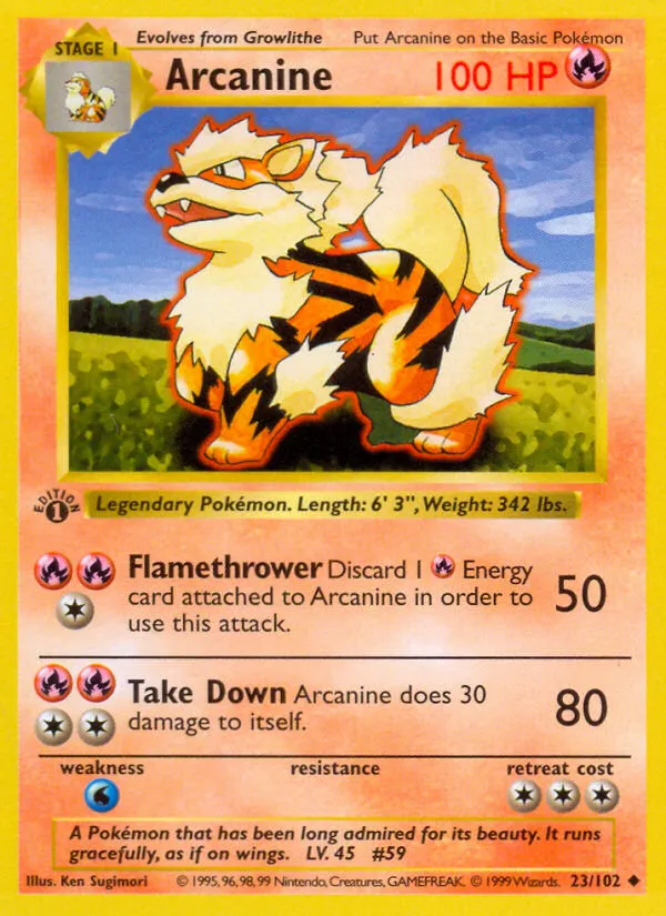 Arcanin from Base Set (Shadowless) - Pokemon