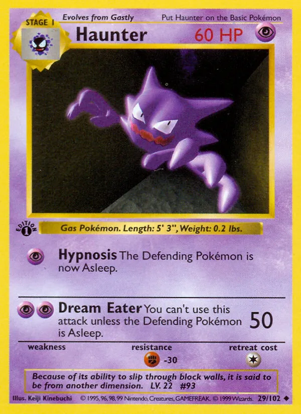 Haunter — Base Set (Shadowless) — Pokemon