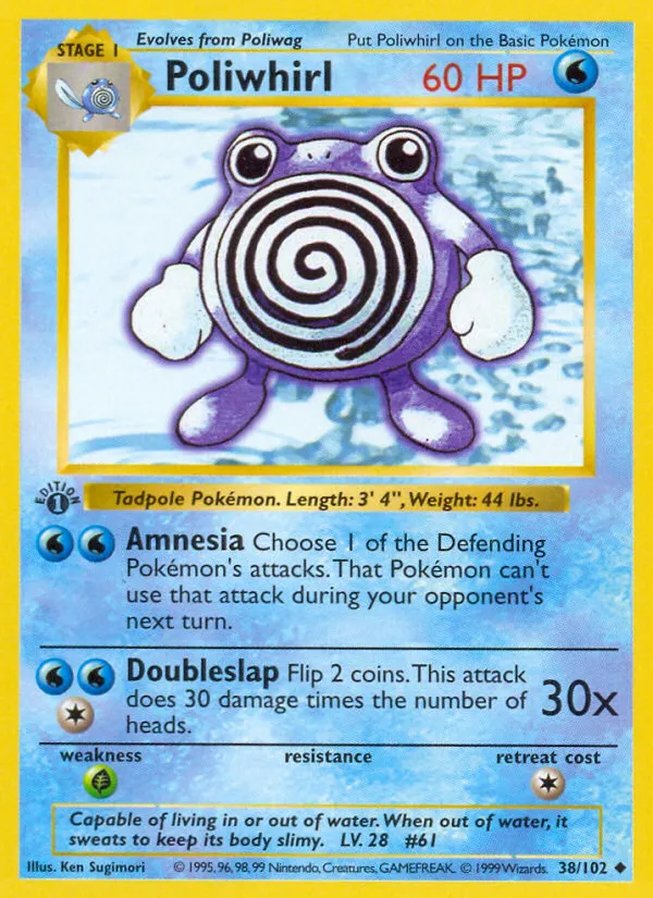 Poliwhirl — Base Set (Shadowless) — Pokemon