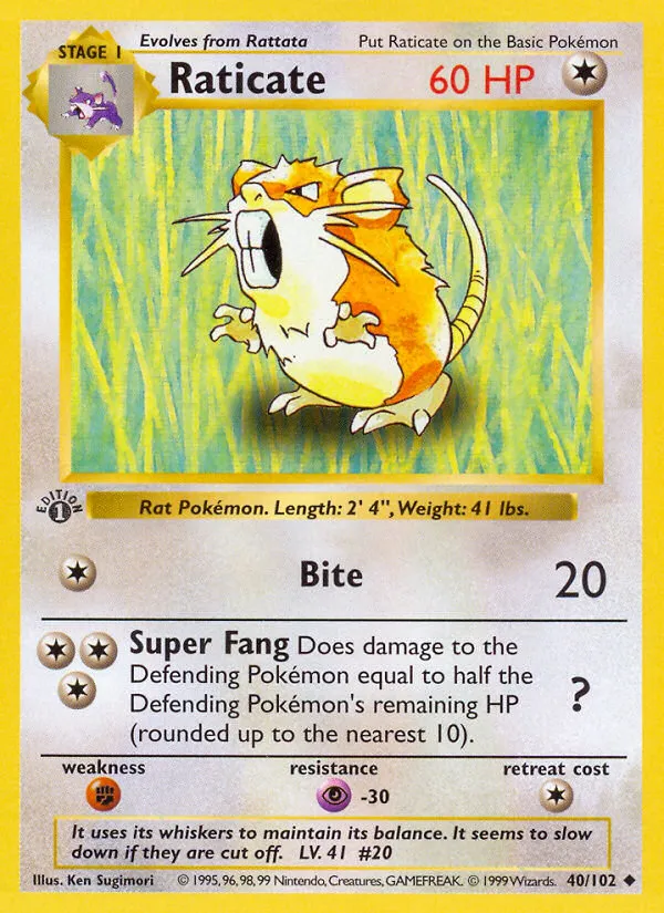 Raticate — Base Set (Shadowless) — Pokémon