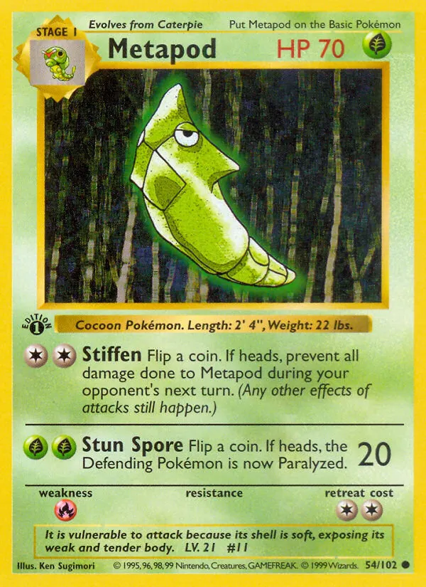 Metapod — Base Set (Shadowless) — Pokémon