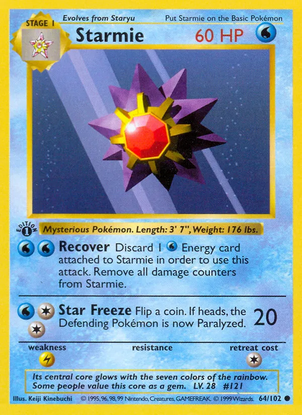 Starmie — Base Set (Shadowless) — Pokemon