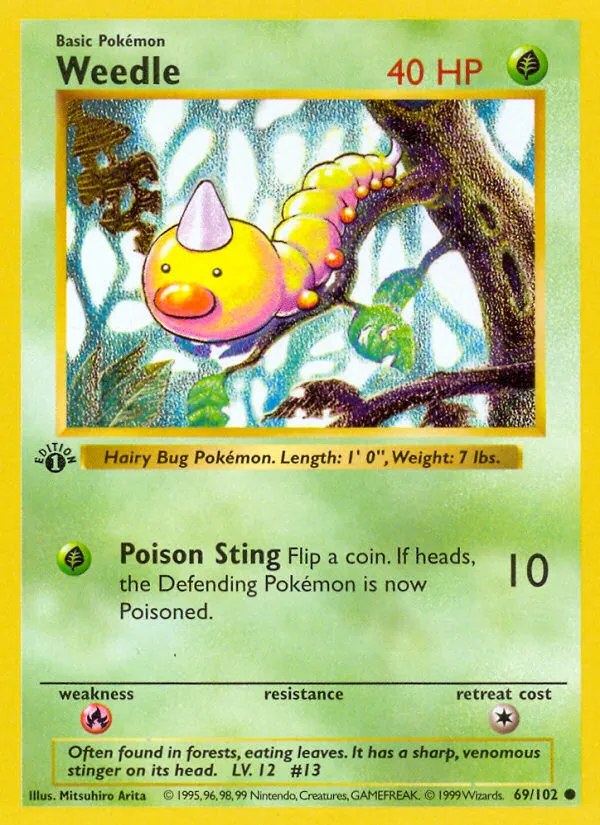 Weedle — Base Set (Shadowless) — Pokémon