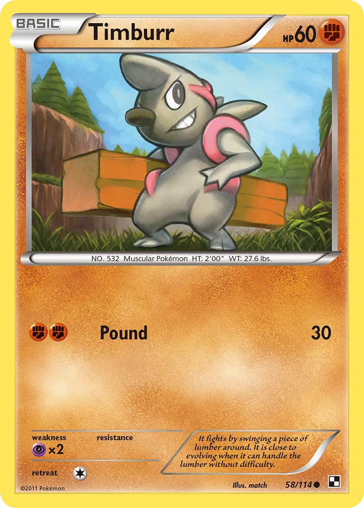 Timburr — Black and White — Pokémon