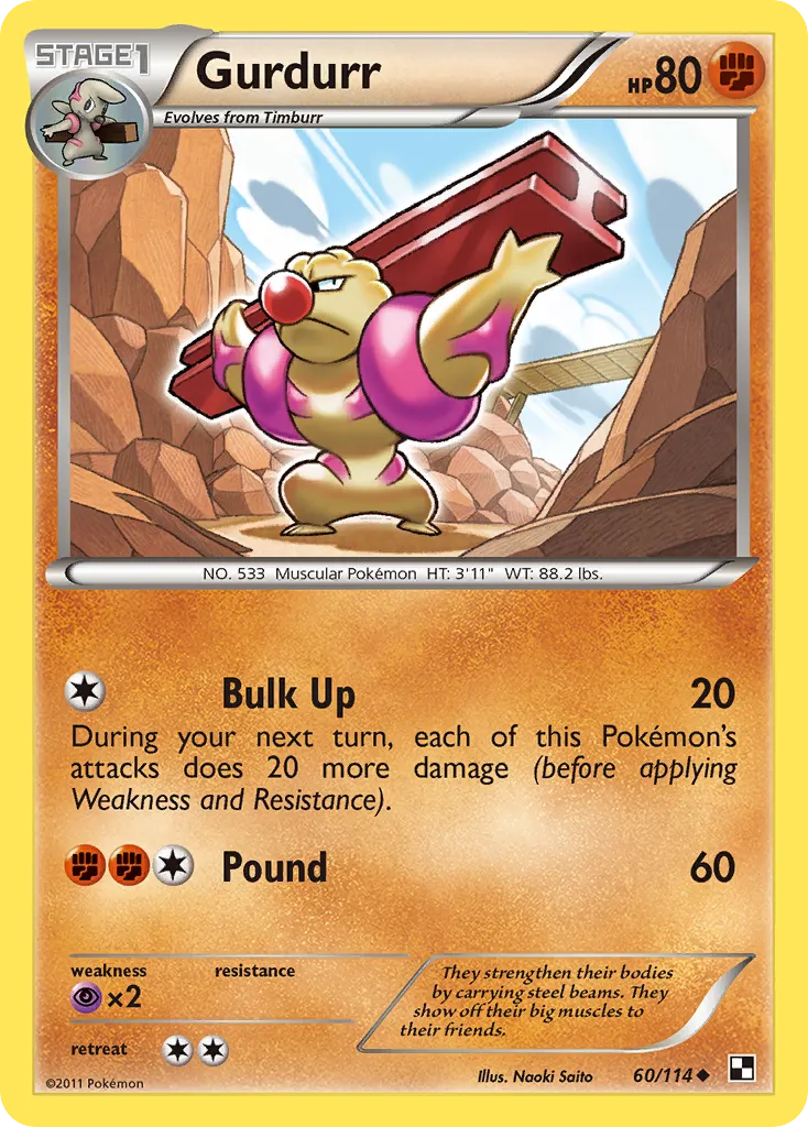 Gurdurr — Black and White — Pokemon