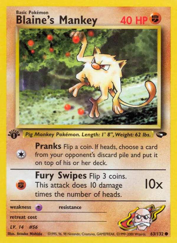 Blaine's Mankey — Gym Challenge — Pokémon