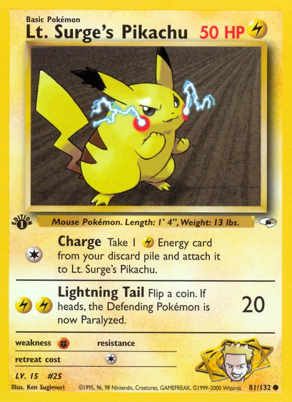 Lt. Surge's Pikachu from Gym Heroes - Pokemon