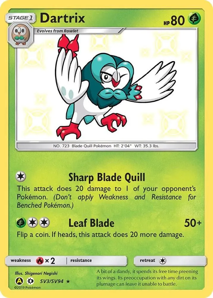Dartrix from Hidden Fates: Shiny Vault - Pokemon