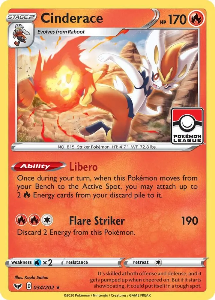 Cinderace — League & Championship Cards — Pokemon