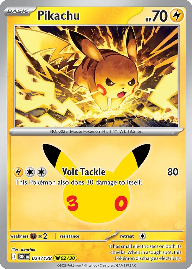 Pikachu — ME: 30th Celebration — Pokémon