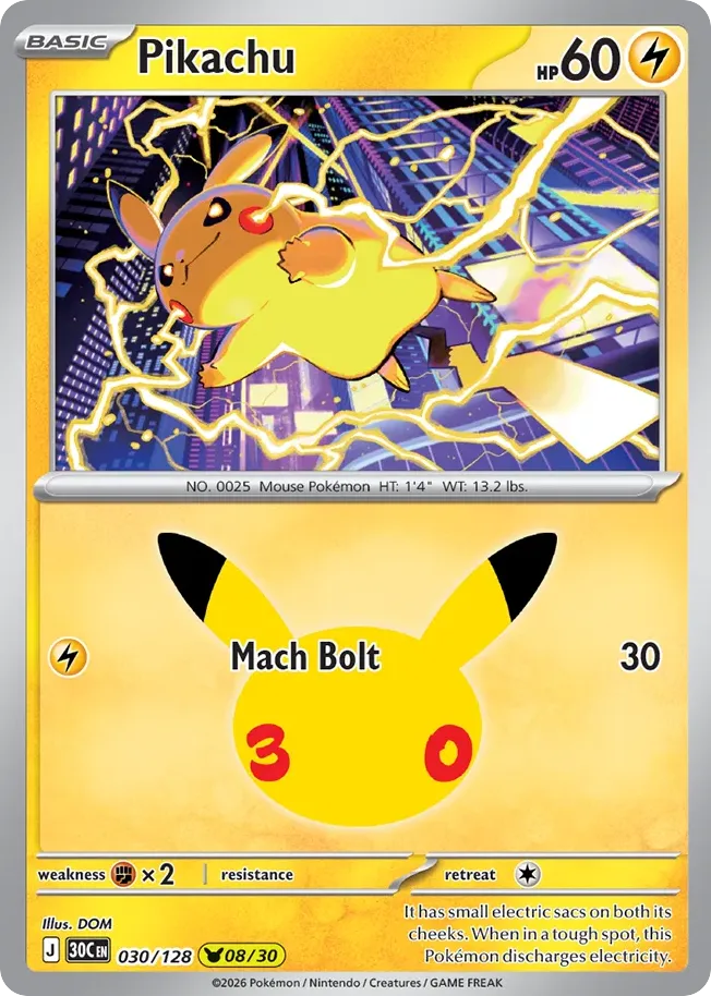 Pikachu — ME: 30th Celebration — Pokémon