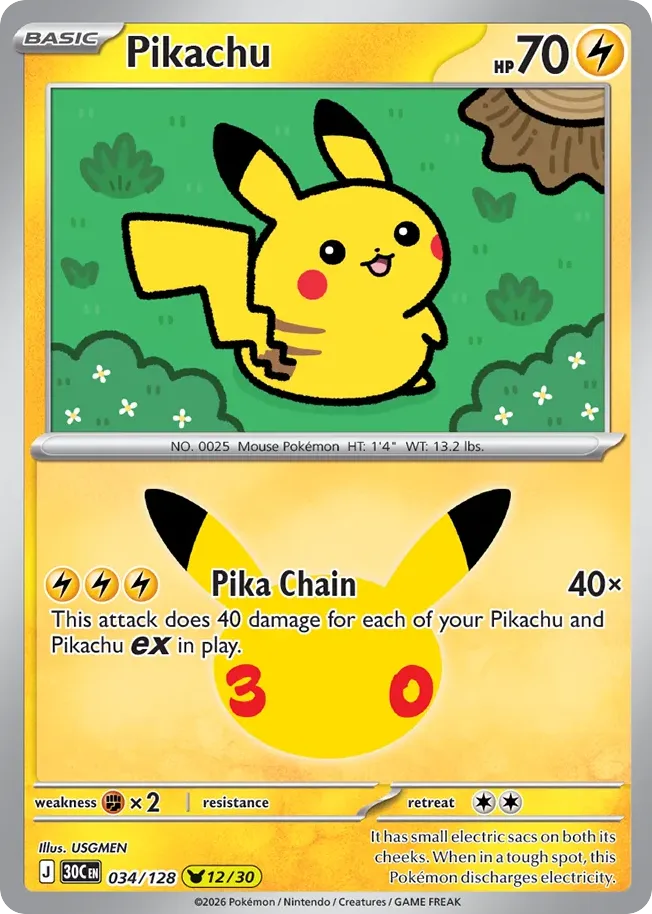 Pikachu — ME: 30th Celebration — Pokemon