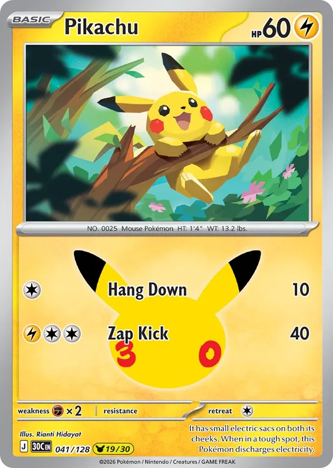 Pikachu — ME: 30th Celebration — Pokémon