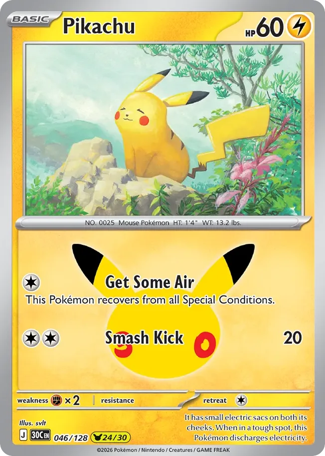 Pikachu — ME: 30th Celebration — Pokémon