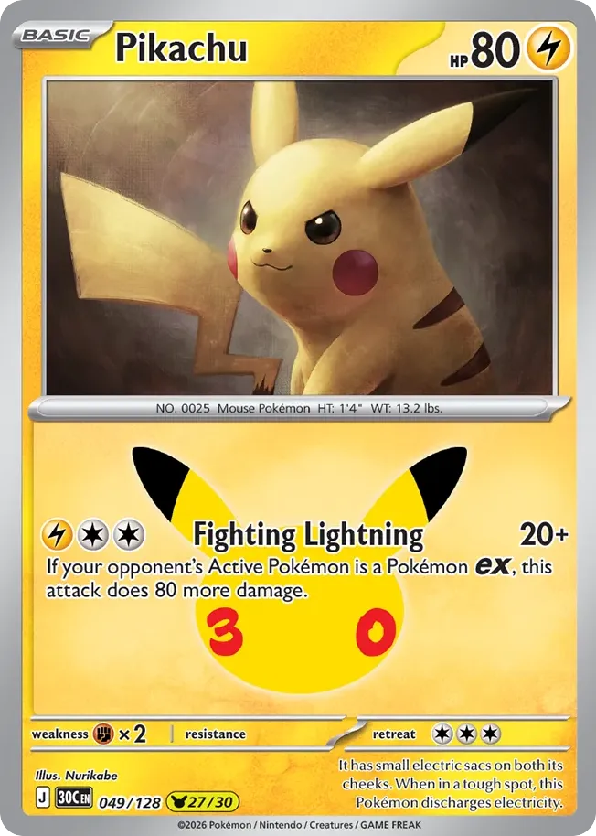 Pikachu — ME: 30th Celebration — Pokemon