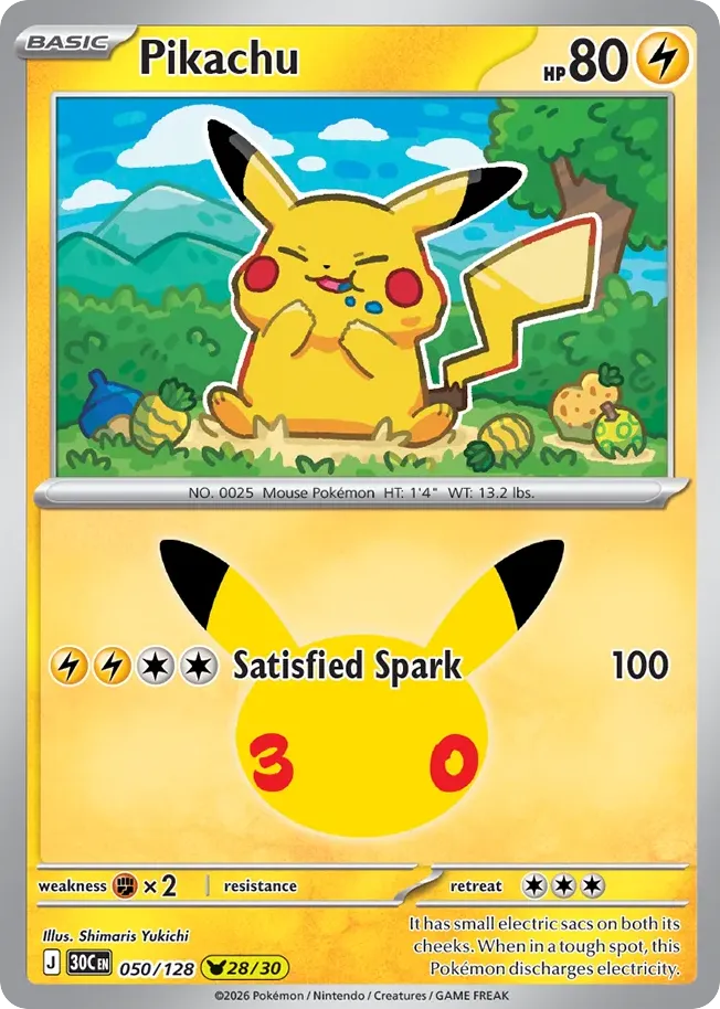 Pikachu — ME: 30th Celebration — Pokemon
