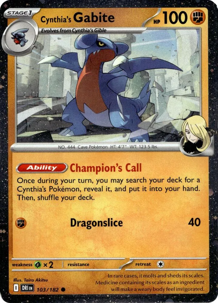 Cynthia's Gabite — Miscellaneous Cards & Products — Pokemon