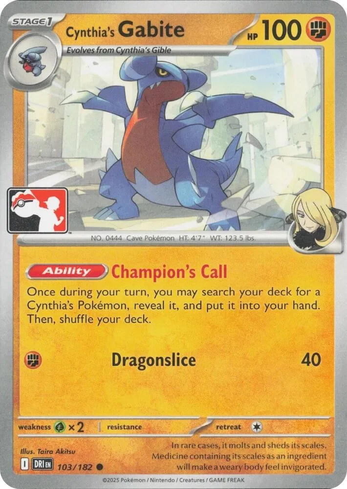 Cynthia's Gabite — Prize Pack Series Cards — Pokémon