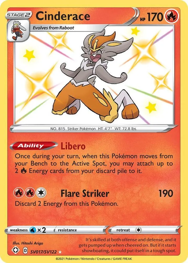 Cinderace — Shining Fates: Shiny Vault — Pokemon