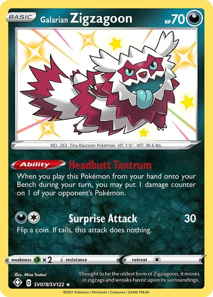 Galarian Zigzagoon — Shining Fates: Shiny Vault — Pokemon