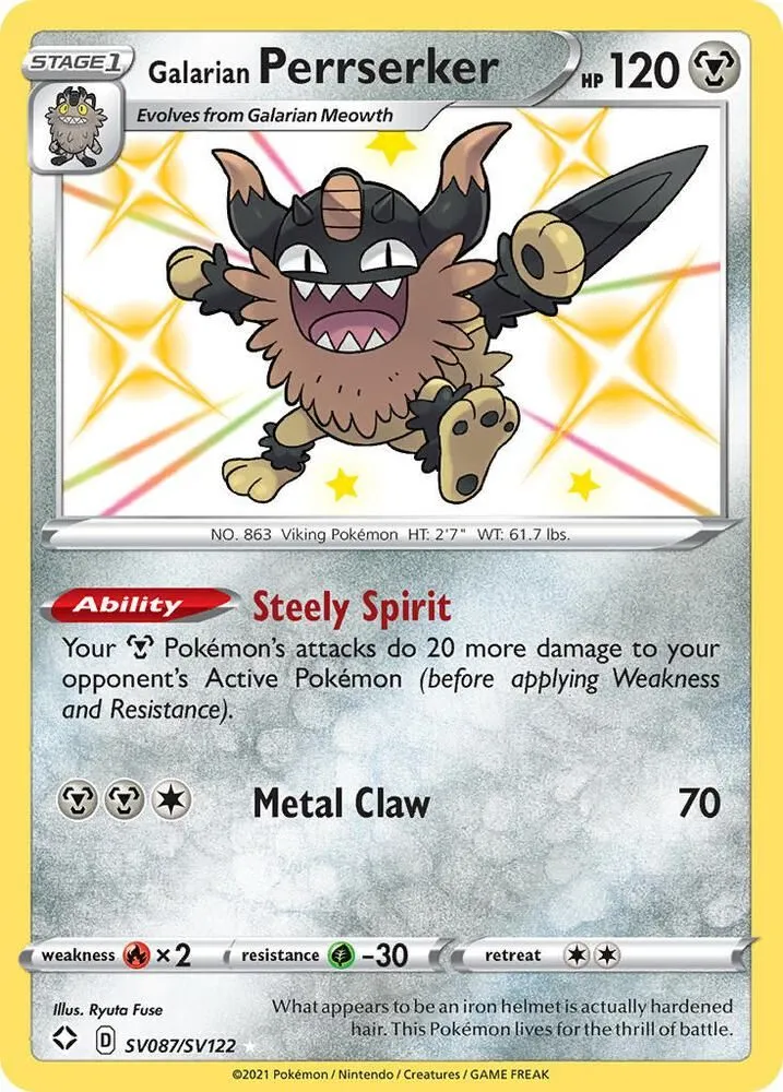 Galarian Perrserker — Shining Fates: Shiny Vault — Pokémon