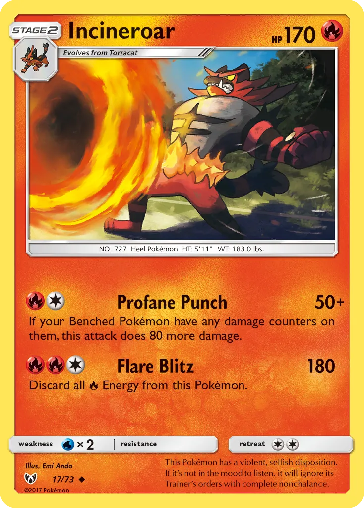 Incineroar — Shining Legends — Pokémon