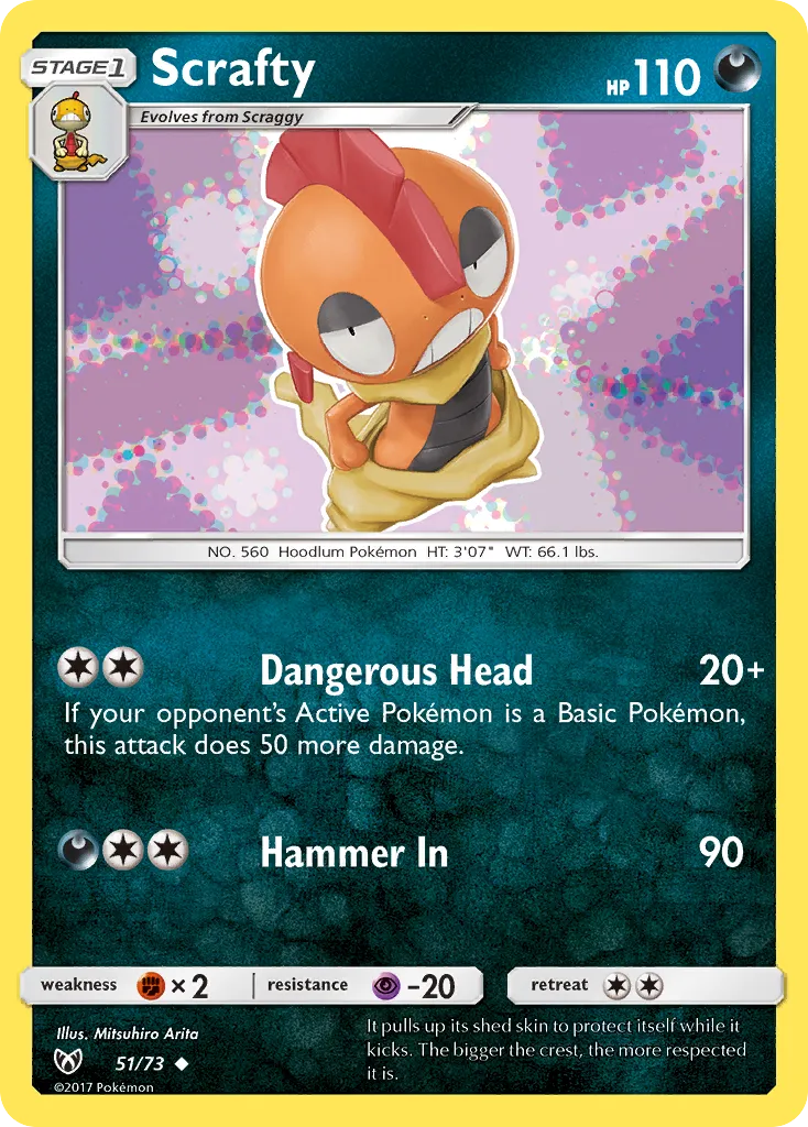 Scrafty — Shining Legends — Pokemon