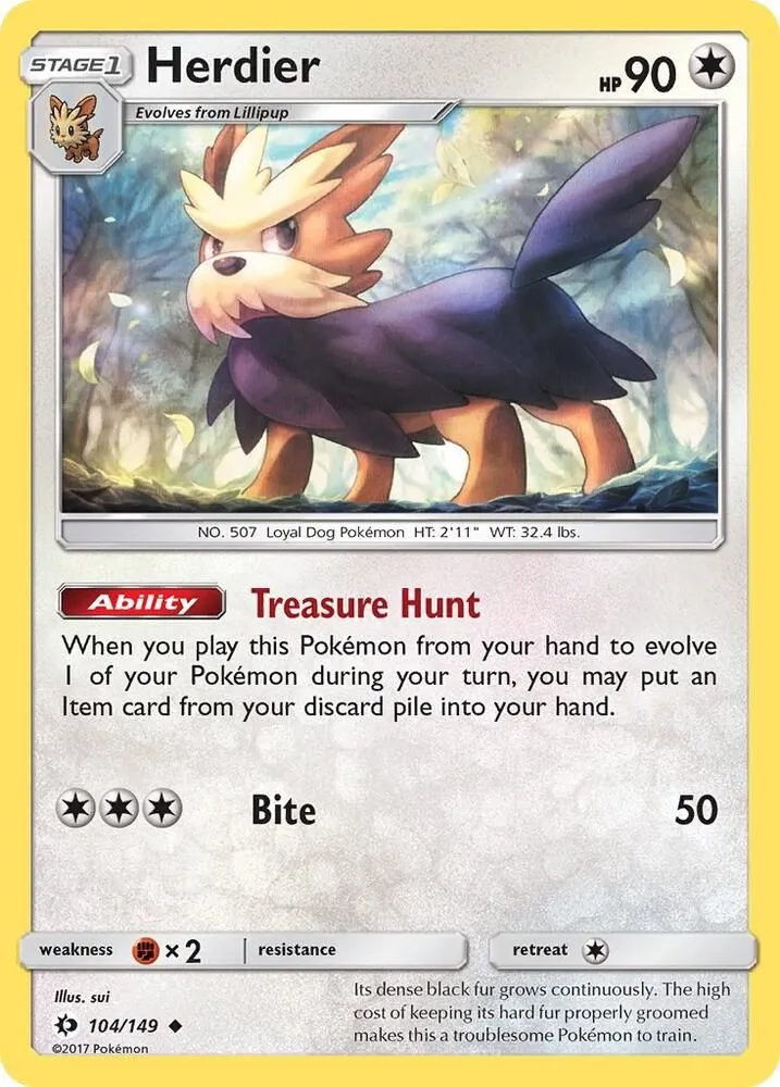 Herdier — SM Base Set — Pokémon