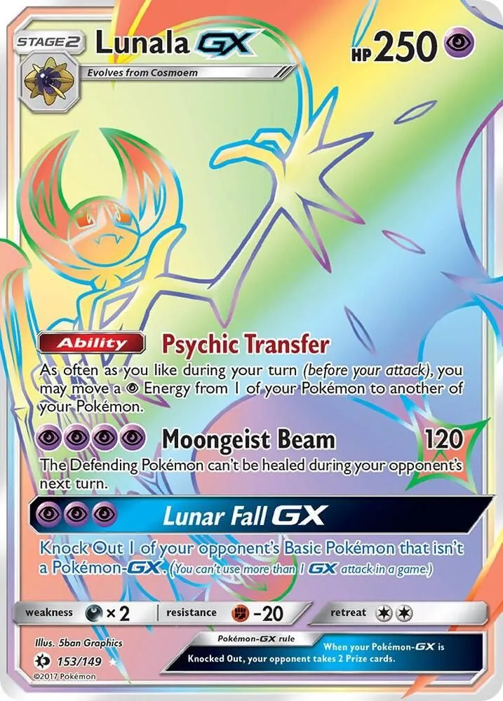 Lunala GX — SM Base Set — Pokemon