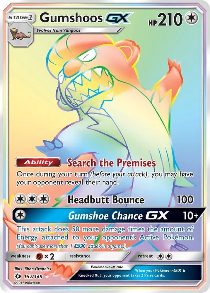 Gumshoos GX — SM Base Set — Pokemon